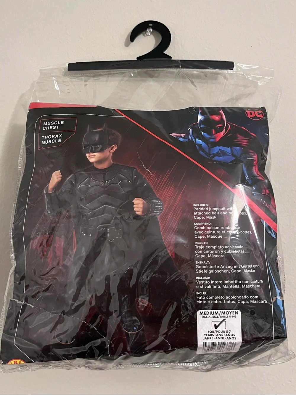 The Batman: Batman Costume Kids Child Medium Cape Half Mask Dress Up Halloween